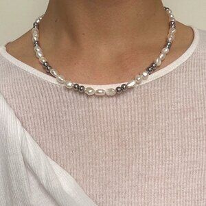 Handmade Freshwater Pearl Necklace Choker | Stainless Steel Bead Pearl Necklace